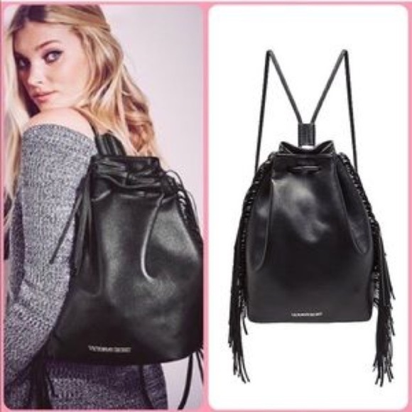 Victoria's Secret Handbags - Victoria's Secret backpack black Fringe bag